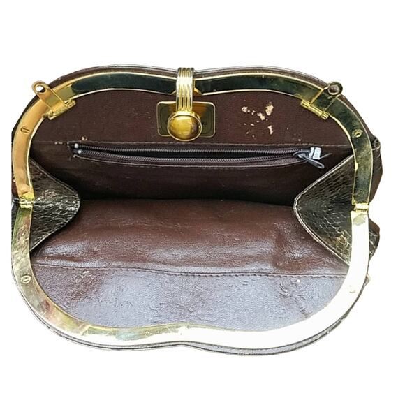 Vintage Metallic Python Effect Classic Handbags Houston Clutch - Picture 3 of 5